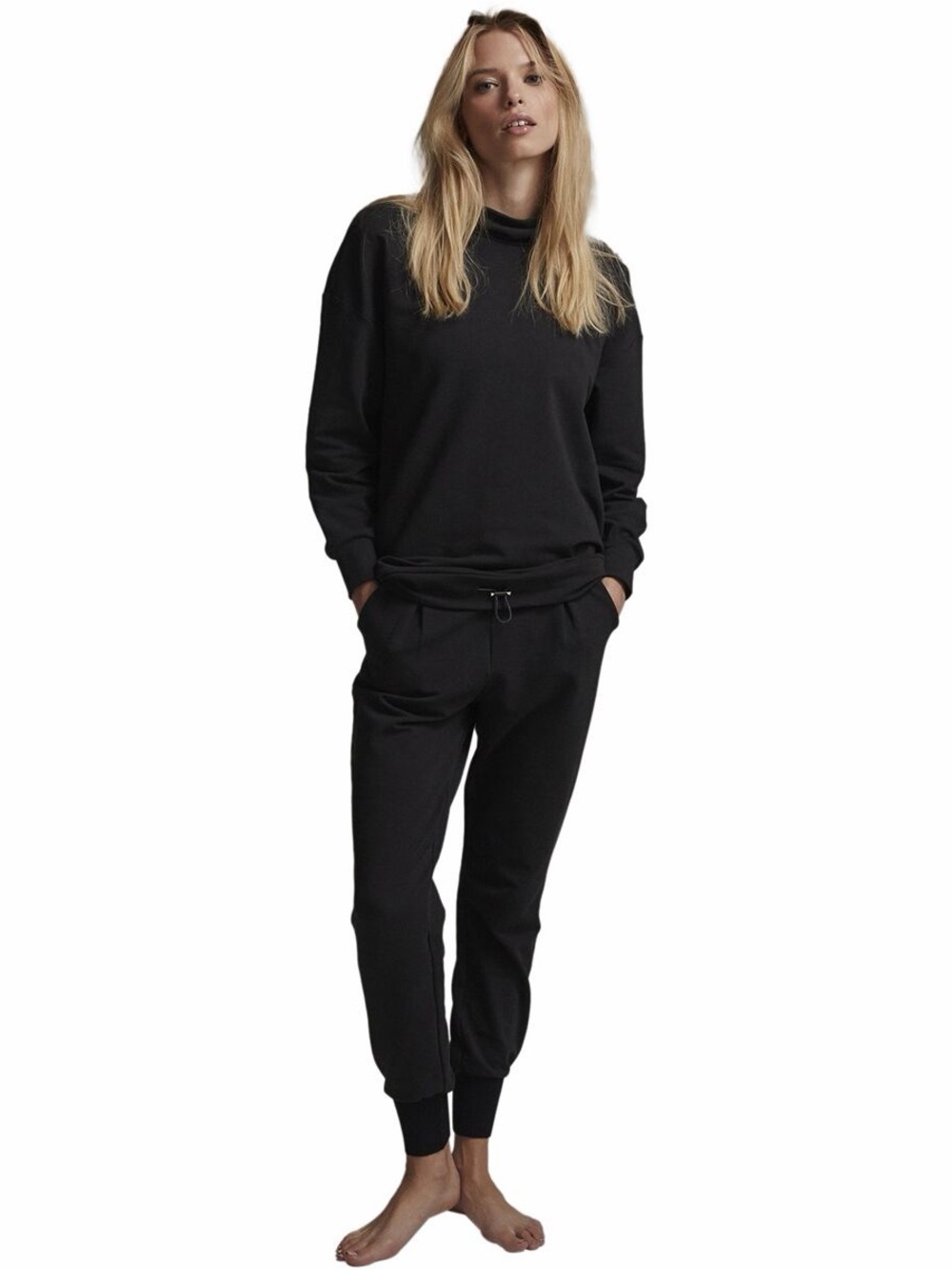 Varley Morrison high funnel neck relaxed fit Sweatshirt women's size small black - Picture 2 of 15